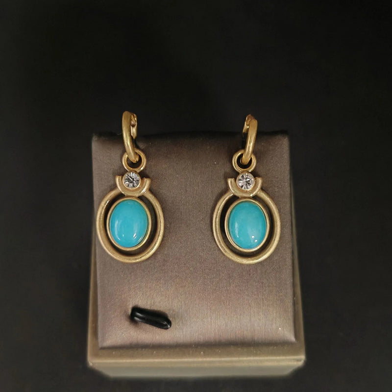 Vintage Green Zirconia Gold Earrings
