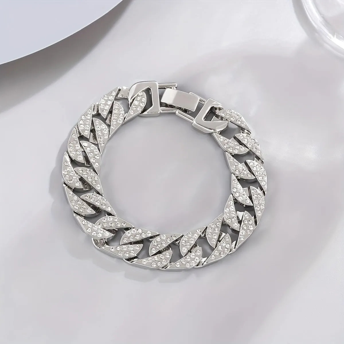 Vintage Silver Wide Iced Out Link
