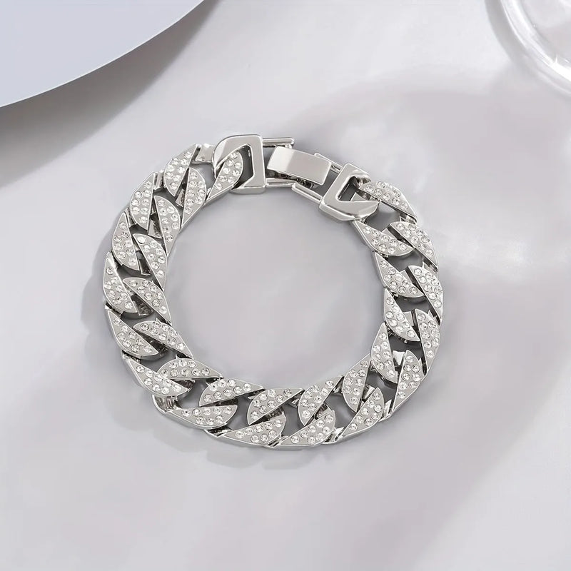 Vintage Silver Wide Iced Out Link