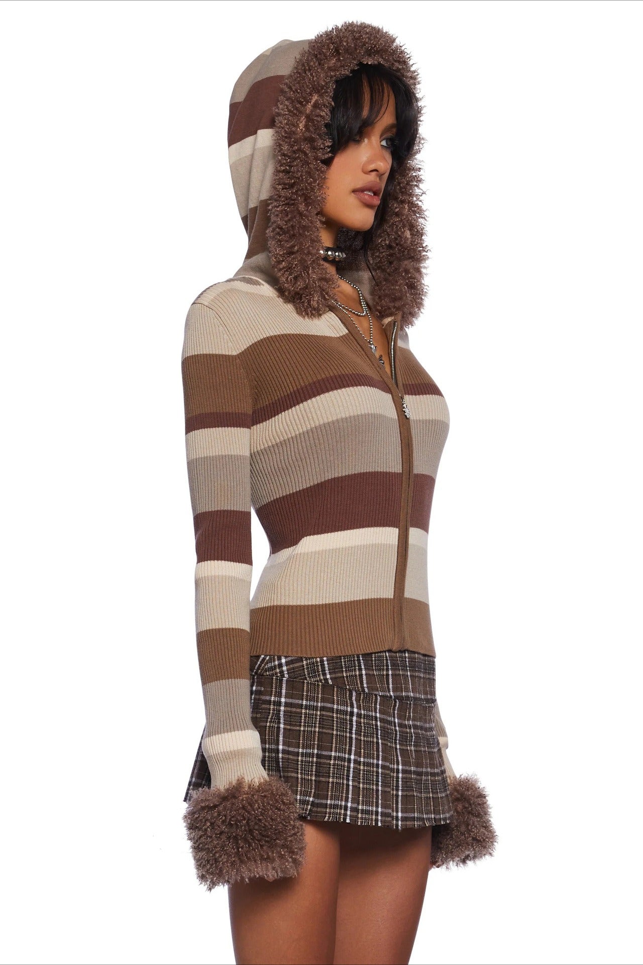 Fleece Hooded Knit Sweater