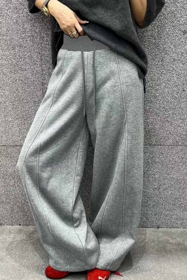 Color Fluid Wide Leg Fleece Sweat Pants