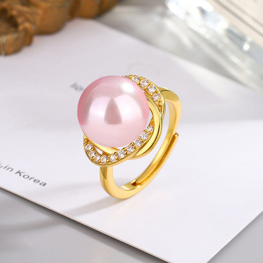 Elegant Blush Pink Pearl Ring