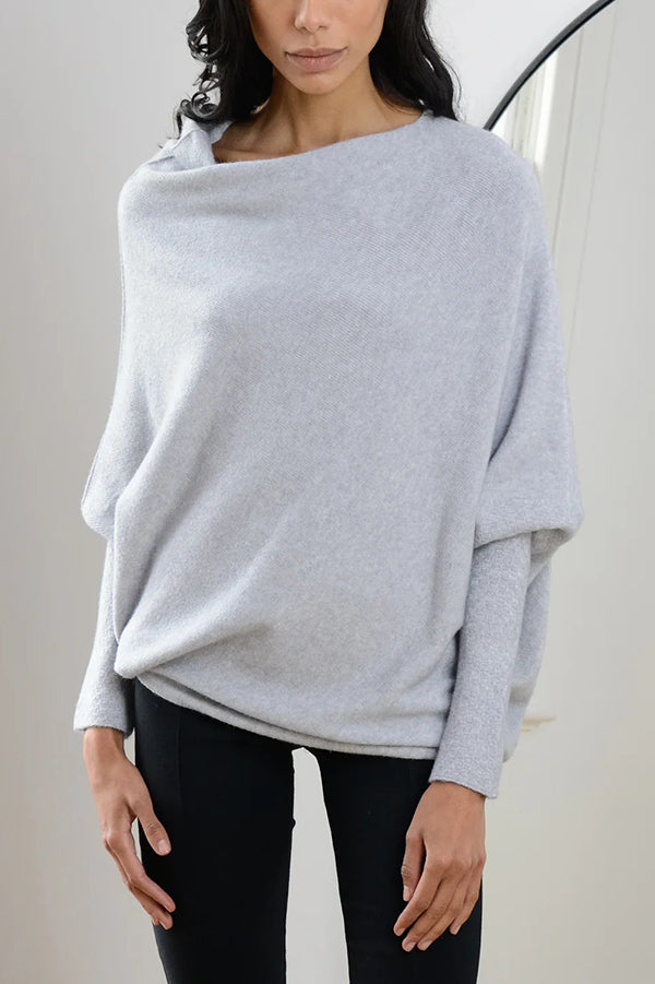 Color Round Neck Long Sleeve Loose Knitted Sweater