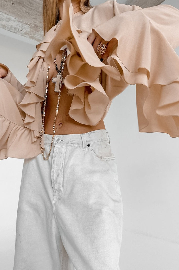 Ruffled Long-sleeve Blouse