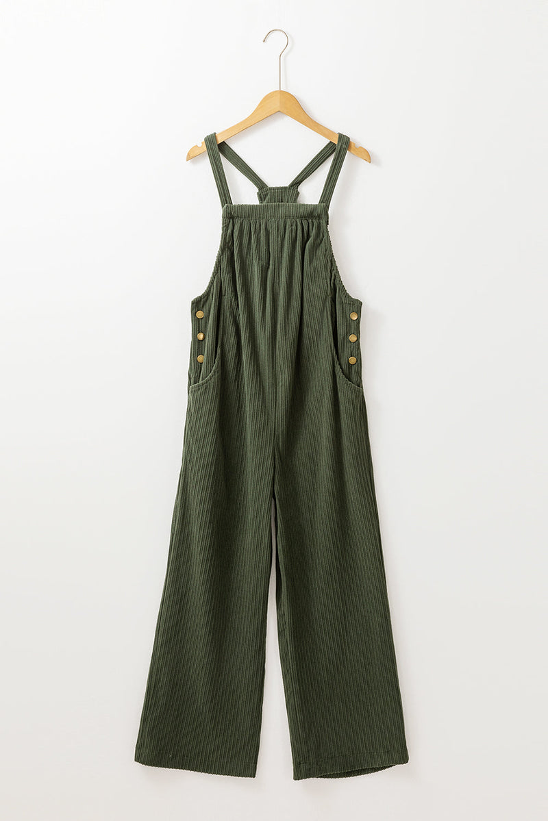 Color Pocketed Corduroy Overall