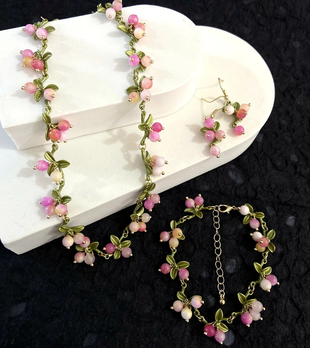 Bohemian Pink Berry Necklace