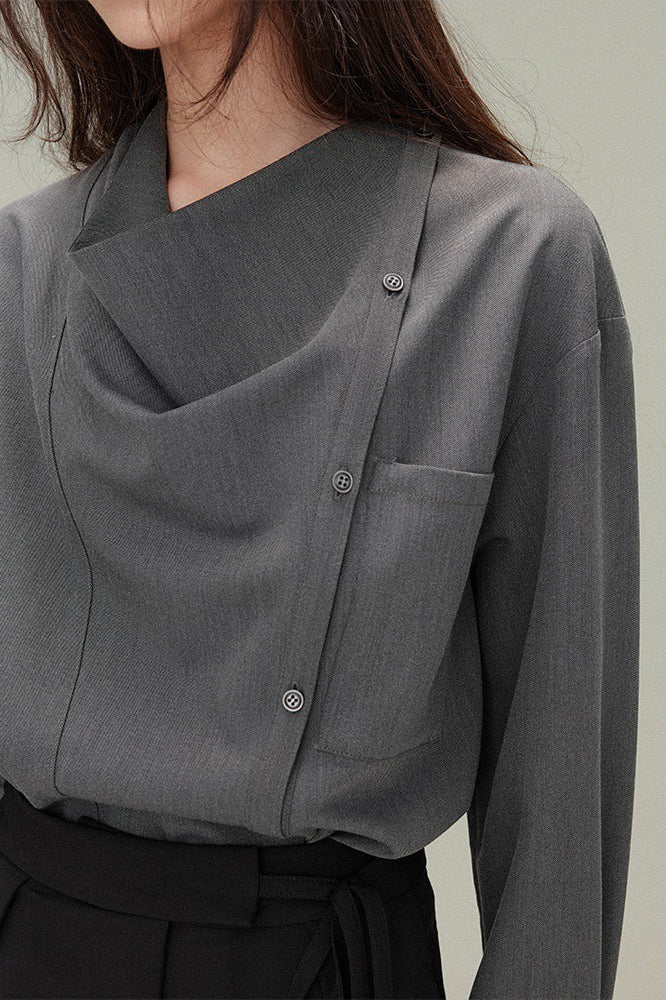 Relaxed Draped Neck Blouse