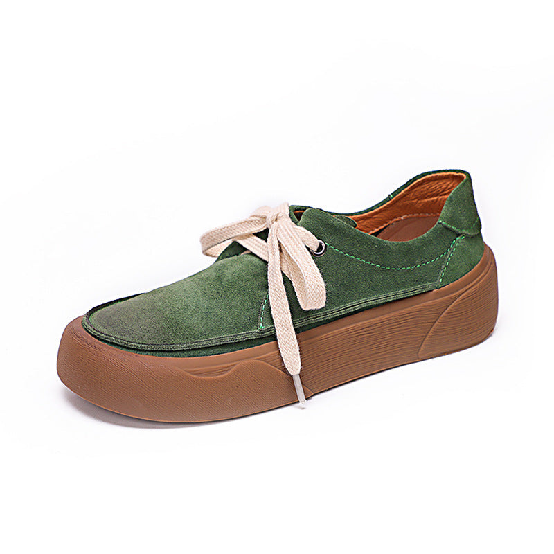 Autumn Retro Leather Flat Shoes