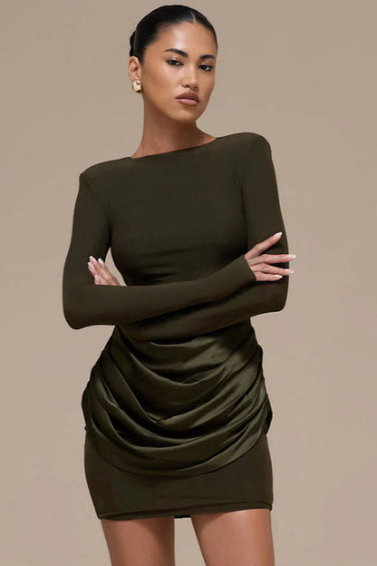 Color Ruched Bodycon Dress