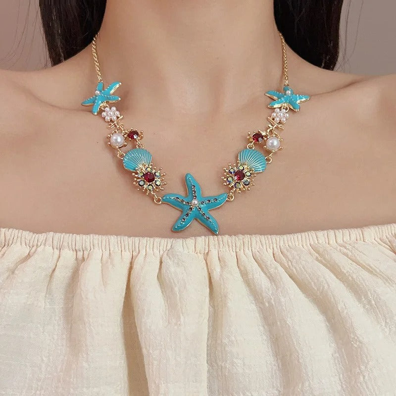 Elegant Starfish Pearl Necklace