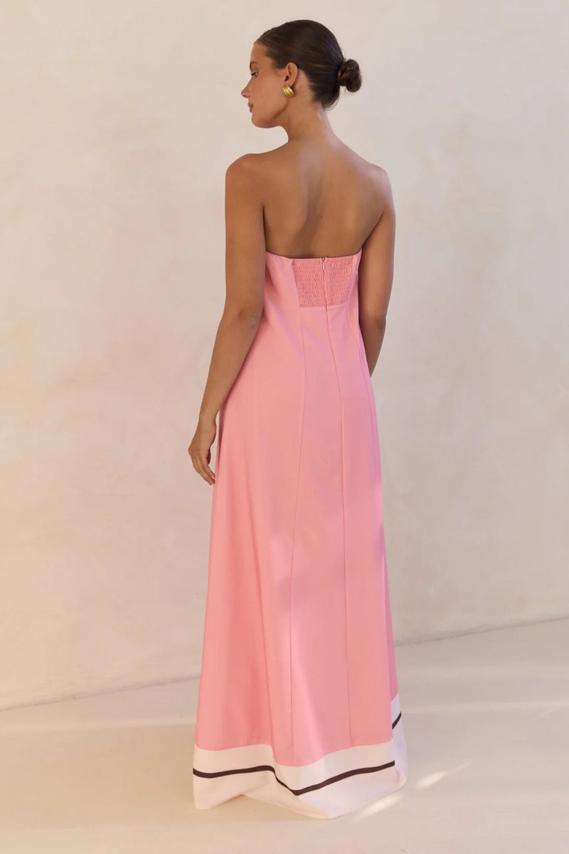 Smocked Printed Tube Maxi Dress