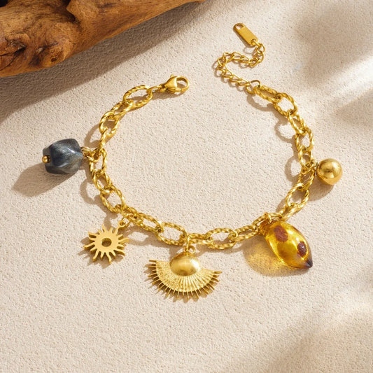 Statement Gold Charm Bracelet