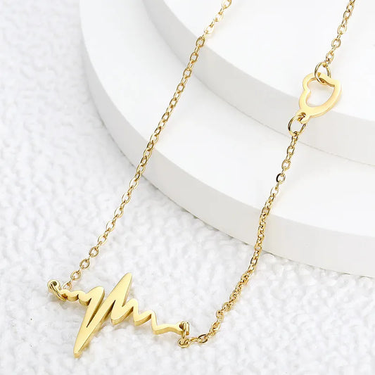 Gold Lightning Heart Necklace