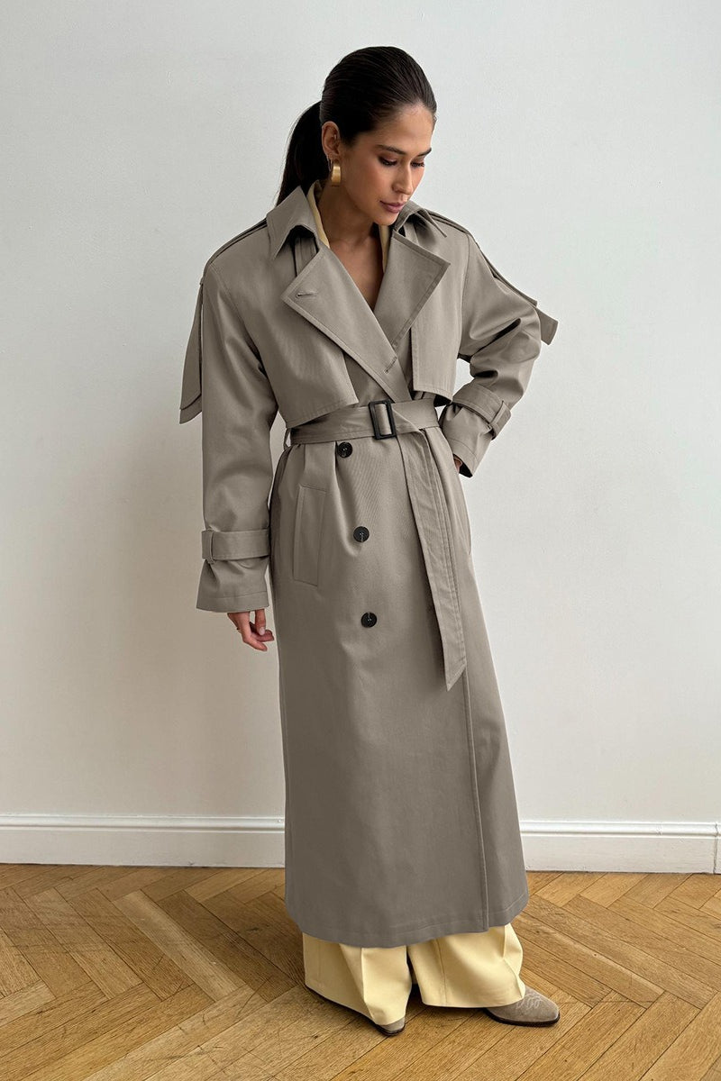Long Cotton Tied Relaxed Overcoat