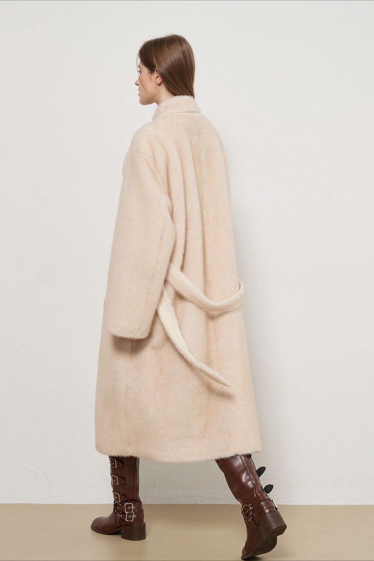 Luxe Faux Fur Tweed Long Lady Overcoat
