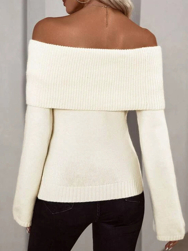 Apricot Off Shoulder Knit Sweater