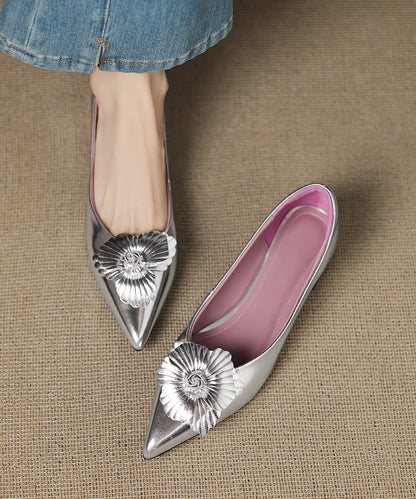 Classy Sheepskin Splicing Purple Flat Shoes Pointed Toe
