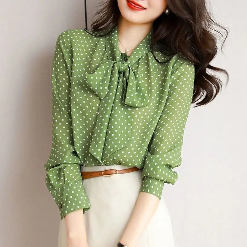 Liora — Lightweight Shawl Collar Blouse With Bow Detail for