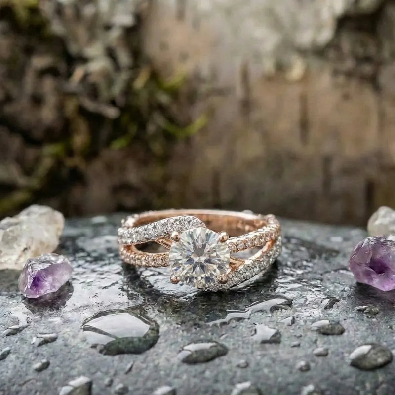 Elegant Crystal Engagement Ring