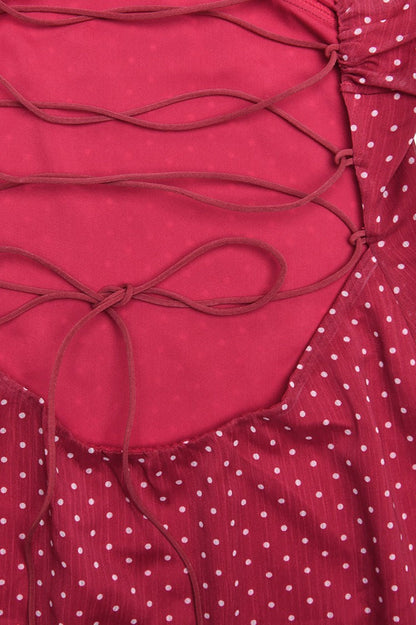 Chiffon Polka Dot Backless Tie Mini Dress