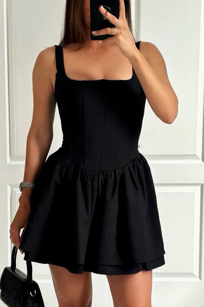 Velvet Square Neck Slim Fit Mini Dress