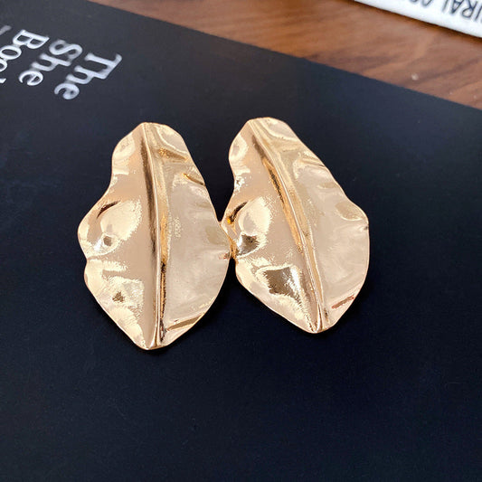 Gold colored Alloy Leaf Earrings