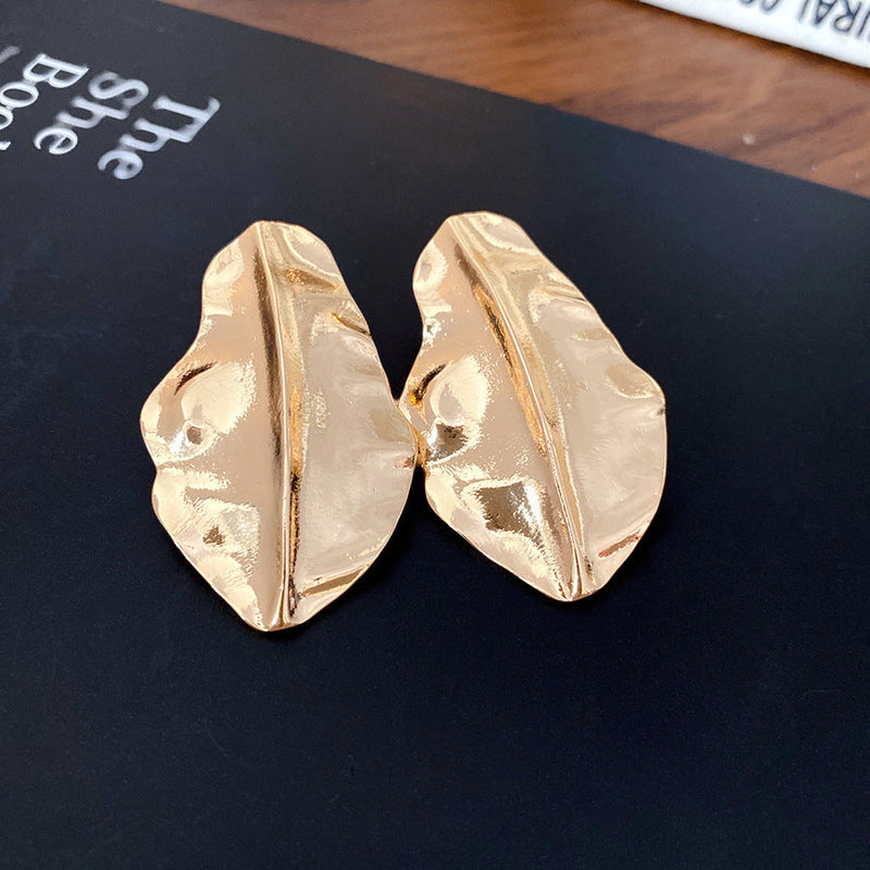 Gold colored Alloy Leaf Earrings