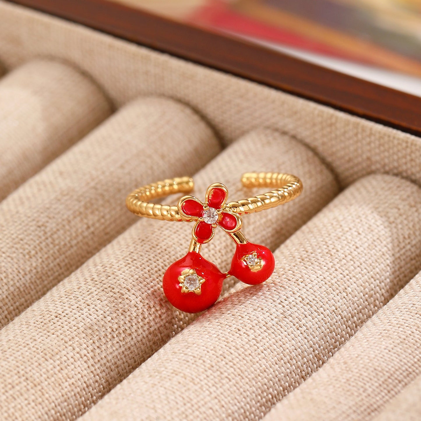 Elegant Red Cherry Ring