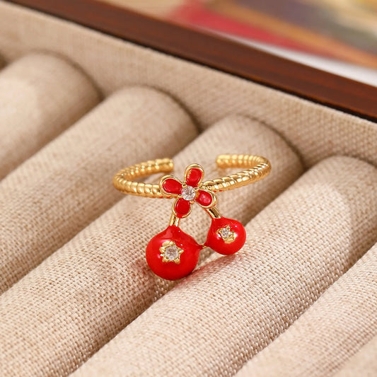 Elegant Red Cherry Ring