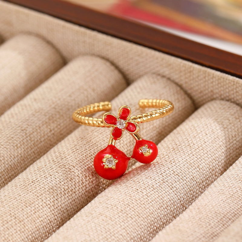 Elegant Red Cherry Ring