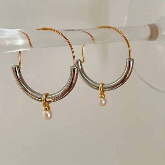 Gold & Silver Pearl Earrings