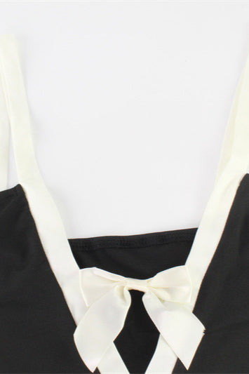 Cami Dress With Bow Detail Color-block Bodycon Maxi Dress