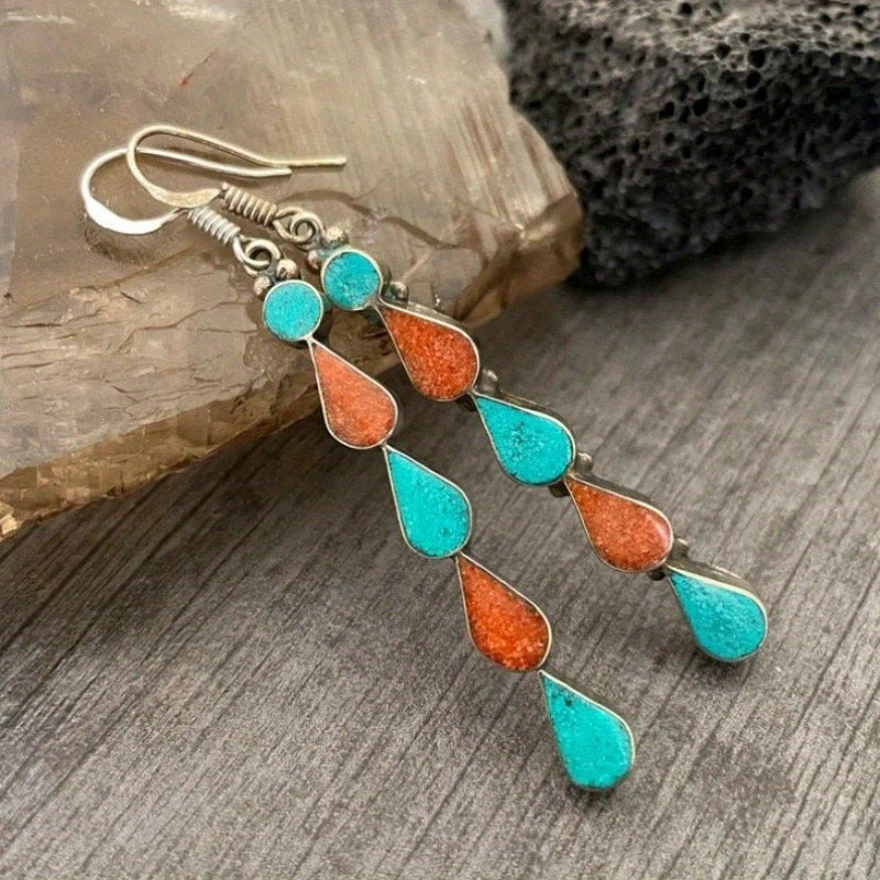 Turquoise Coral Drop Earrings