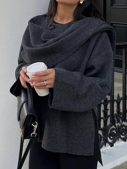 Gray Lazy Shawl Cape Scarf Coat