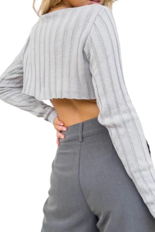 Ribbed Cropped Knit Sweater