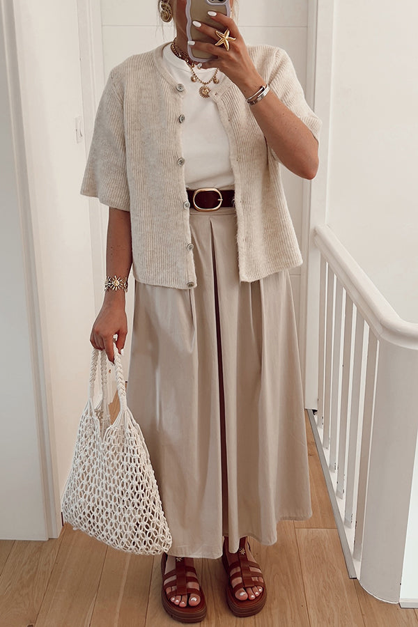 Color Buttoned Loose Knitted Cardigan