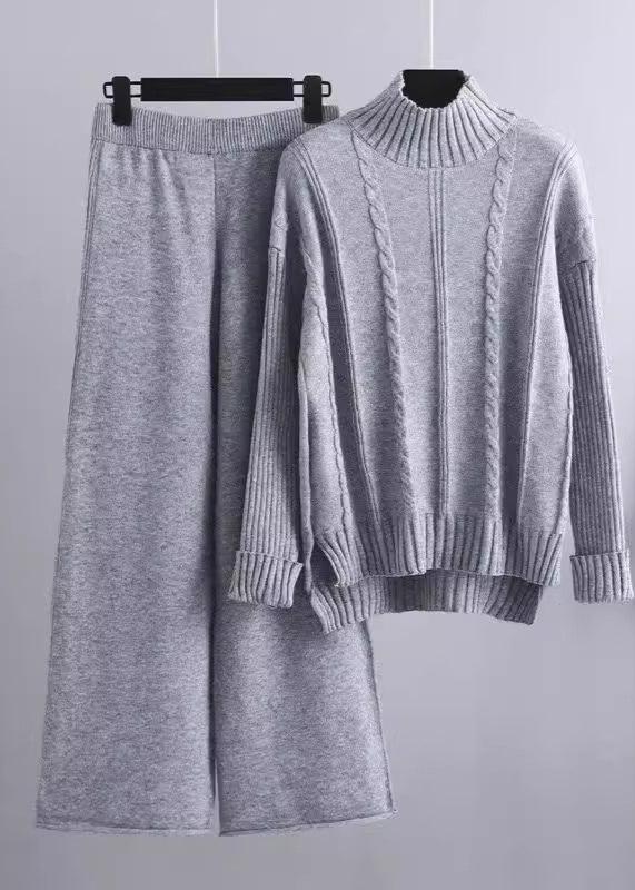Cozy Mock Neck Sweater & Wide-leg Pants Set