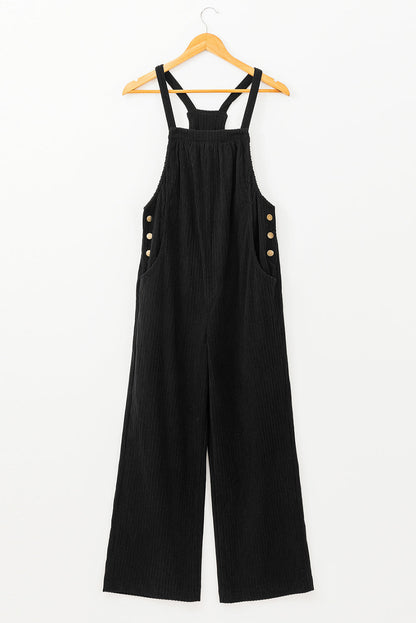 Color Pocketed Corduroy Overall
