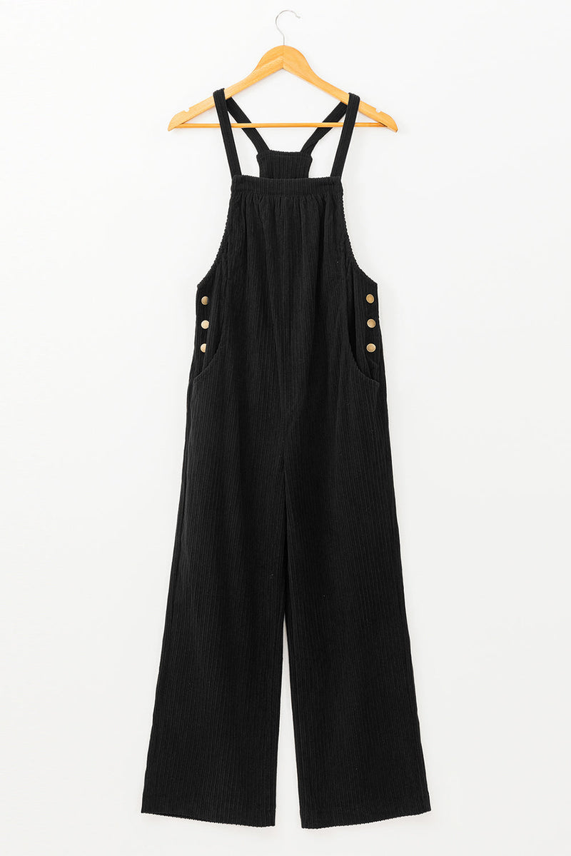 Color Pocketed Corduroy Overall
