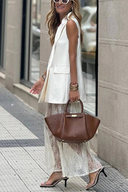 Feeling Lace Elastic Waist Maxi Skirt
