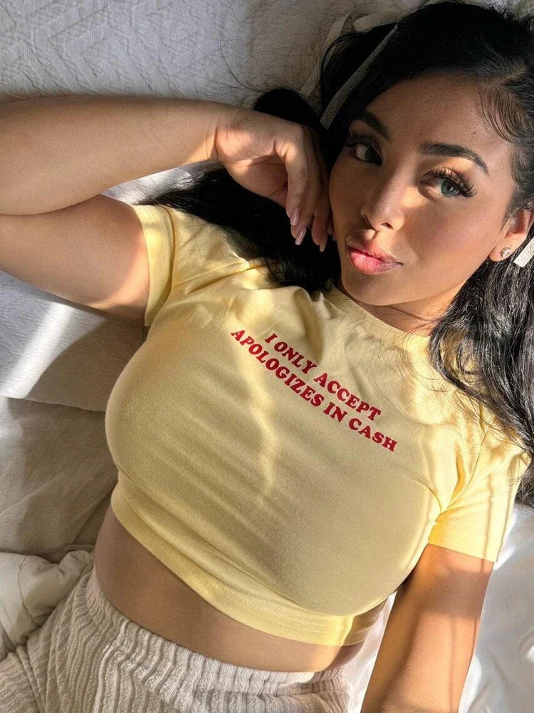 White Letter Graphic T-shirt