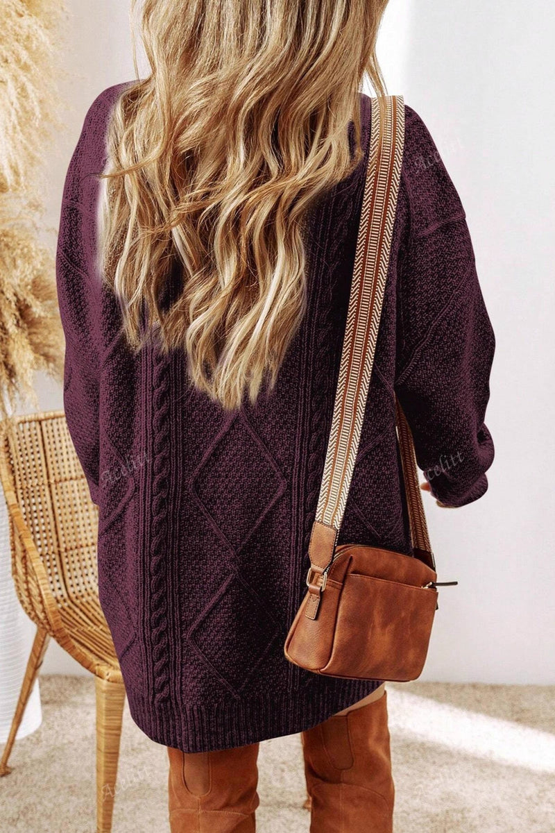 Textured Knit Midi Sweater