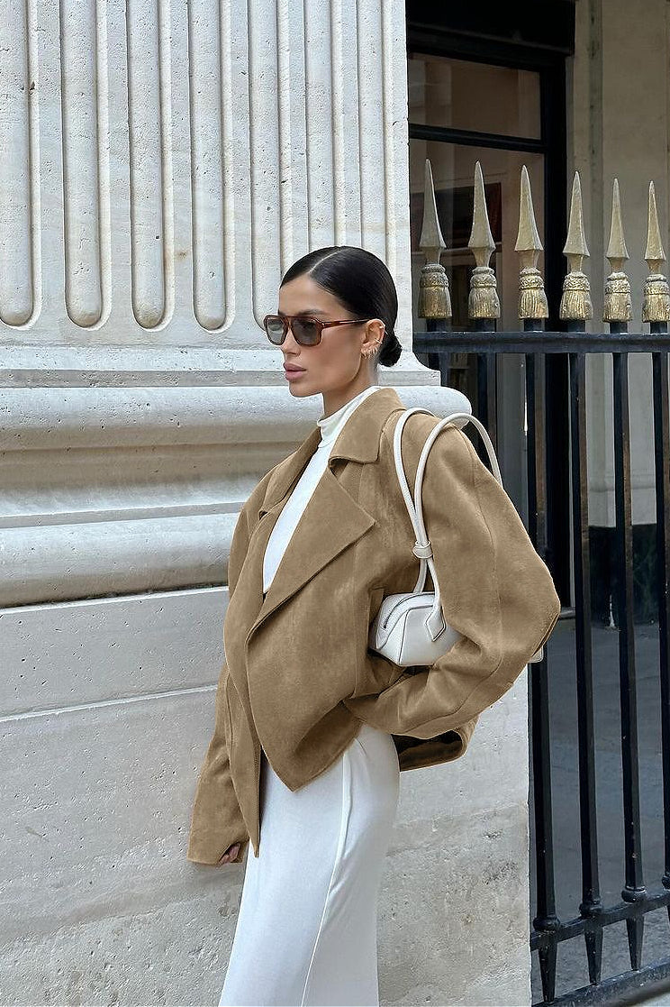 Suede Lad-style Notch-collar Coat