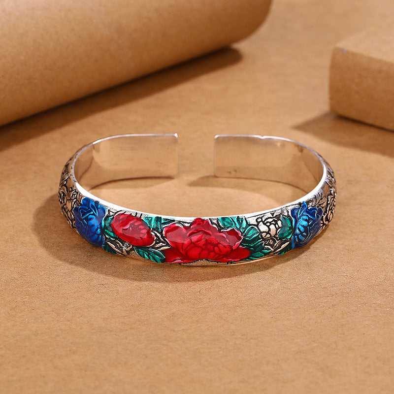 Vintage Enamel Flower Bracelet
