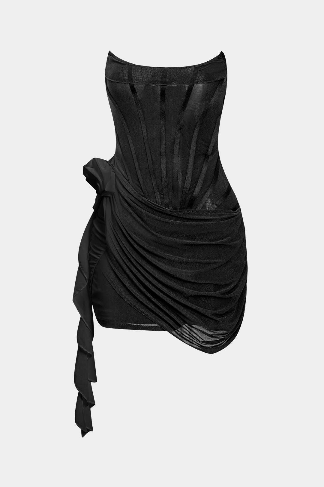 Classic Color 3d Ruffle Corset Mini Dress