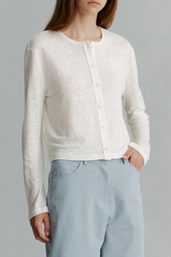 Color Buttoned Knit Cardigan