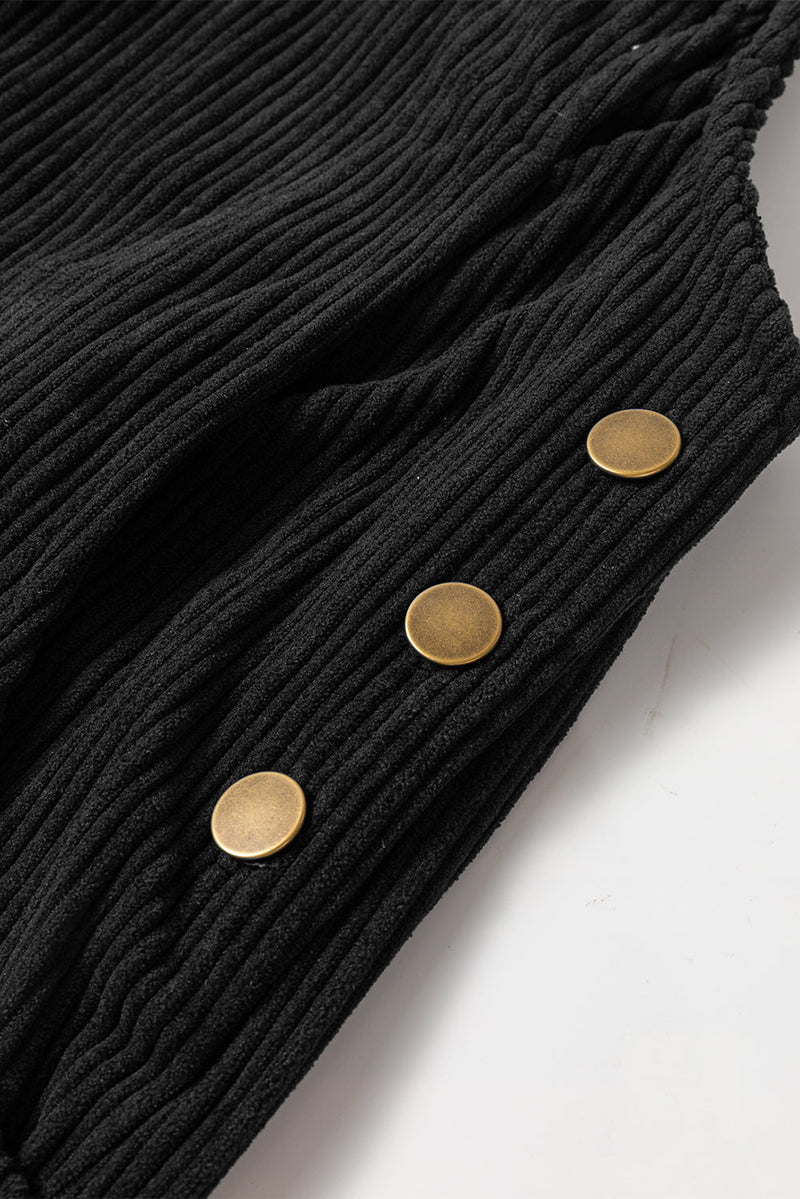 Color Pocketed Corduroy Overall
