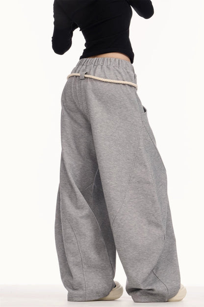 Drawstring Elastic Waist Wide Leg Sweat Pants