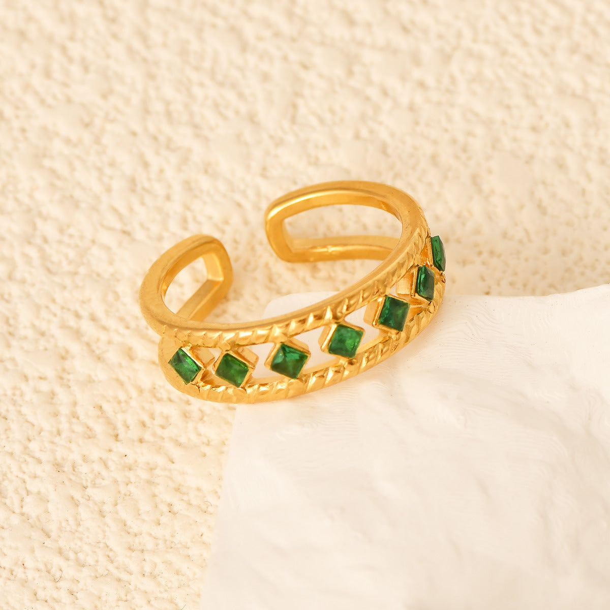 Elegant Jade Cuff Ring