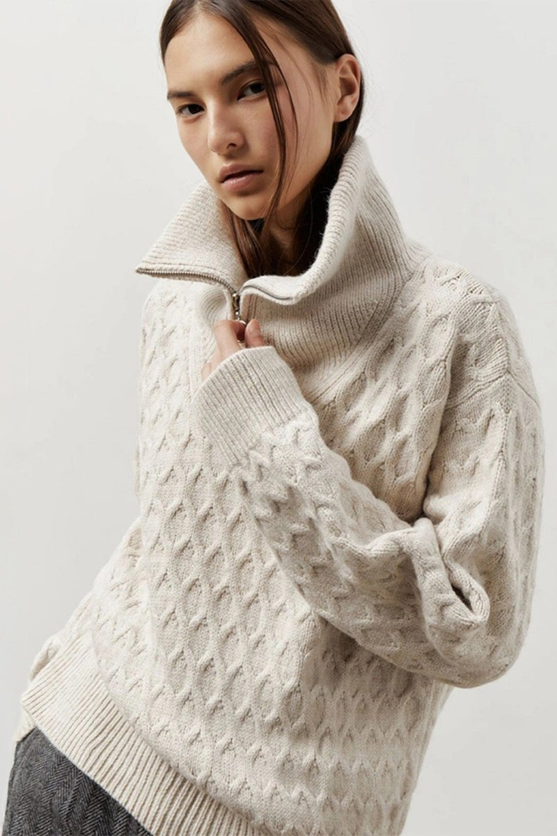 Thick Knit Turtleneck Half-zip Sweater